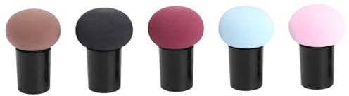 PartyKindom 5pcs Mushroom Shape Powder Puff Set for Face Makeup, Reusable Sponge Applicators Made of Plastic and Soft Sponge, Suitable for Professional Use and Salon Application Random Color