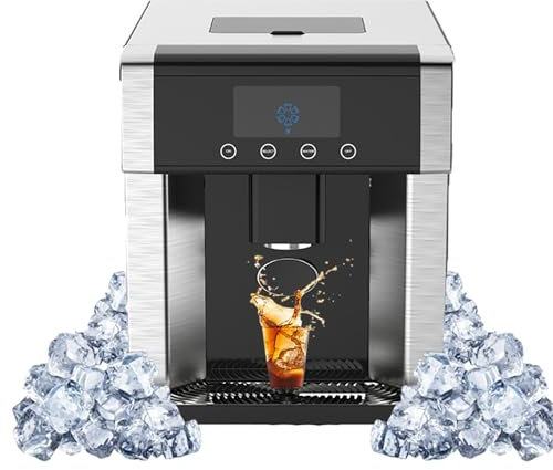ANGDI 2-in-1 Nugget Ice Maker & Cold Water Dispenser, Countertop Bullet Head Round Ice Maker with Ice Size Adjustable, 33.07lbs/Day, Quick Ice Making Machine for Homes, Cafe, Office