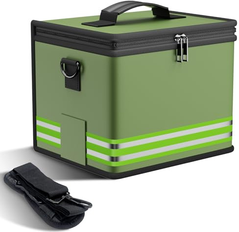 ENGPOW Lipo Safe Bag Feuerfeste Explosionsgeschützte Tasche 24x20x18cm Grün | Lipo-Akku-Aufbewahrungsbox,LiPo Batterie Guard Safe Bag,Schutzbeutel zum Laden und Aufbewahren mit Doppelreißverschluss