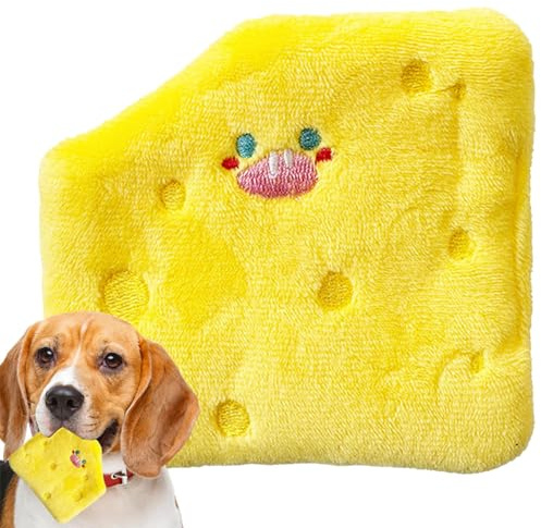Quietschendes Hundespielzeug, Haustierspielzeug aus Plüsch mit Sound | Quietschendes Plüsch-Käse-Hundezahnspielzeug - Interaktives Kauspielzeug für Hunde im Innenbereich, das Langeweile im Schlafzimme