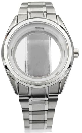 1 st 40 mm klockfodral for NH35 NH36 safirglas massivt rostfritt stål silverfärgade klockor automatiskt urverk tillbehör