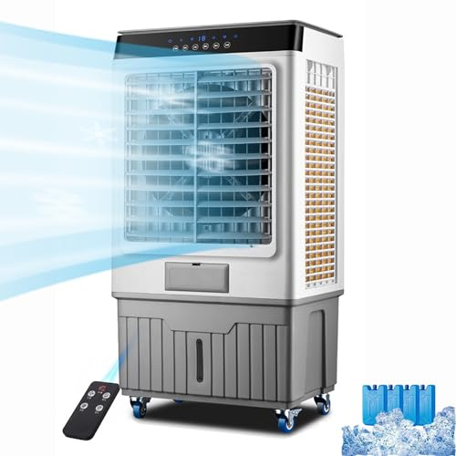 Ventilador de aire evaporativo - Ventilador de refrigeración portátil con hielo para uso doméstico y comercial - Enfriador de aire frío de bajo consumo