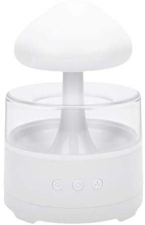 Generic Humidificador de Lluvia en la Nube, 7 Modos de Luz LED Ajustables, Difusor de Aceite Esencial, Humidificador de Gota de Lluvia con Batería Recargable de 1800 MAh para Dormitorio, Sala de Estar