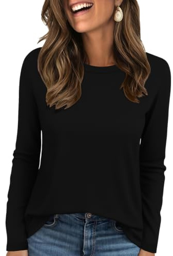 Ekouaer 1/3 Pack Womens Tops Long Sleeve T Shirts Soft Basic Tunic Top | Casual Ladies T Shirt, Round Neck Tshirts, Autumn Winter, Comfortable & Lightweight, Easy to Match, Going Out, Office