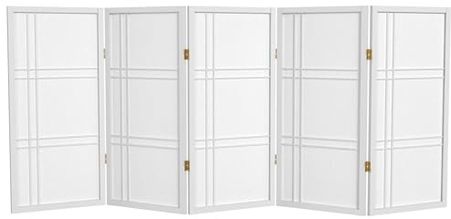 3 ft. Short Double Cross Shoji Screen - White - 5 Panels