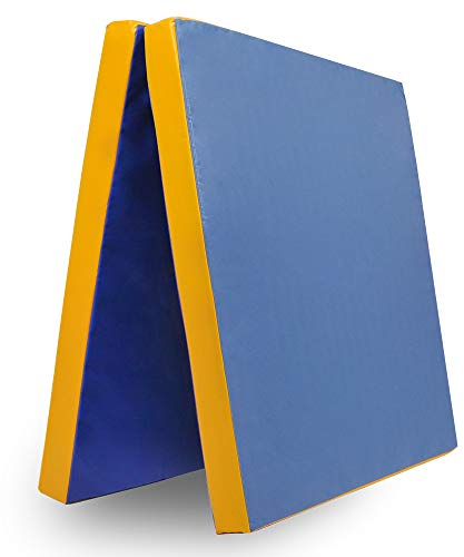 Grevinga Klappbare Turnmatte RG 35 – 200 x 100 x 8 cm - BLAU/GELB - Made in Germany - Faltbare Gymnastikmatte für Fitness, Sport und Gymnastik, Rutschfest und Platzsparend, Weichbodenmatte