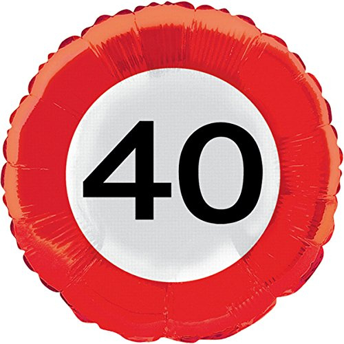Folienballon * Zahl 40 als Verkehrsschild * zum Geburtstag // Folien Ballon Party Helium Deko Ballongas Motto 40 vierzig Jahre Glückwunsch