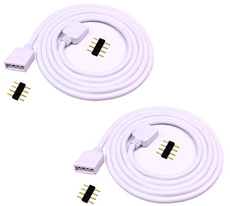 Câble d'extension Litaelek 5050 3528 avec connecteur à 4 broches mâles, pour lampes LED RVB - De 1 m, 2,5 m et 5 m, 1m(2pcs), 1m(2pcs) 12.00 volts