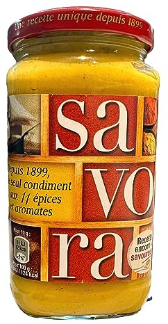 Amora - Salsa Savora, Mostaza, 11 Especias y Aromatizantes - 385 g | Condimento de mesa. Apto para carnes a la plancha, bocadillos, ensaladas y salsas