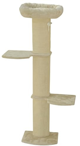 nanook Wandkratzbaum Kratzbaum Stella 186 cm - Katzenbett und Sisalsäulen - Wandmontage - beige