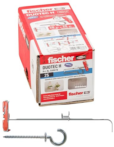 Fischer 544478 Kartongplugg Duotec 10 H med öppen ögla, grå, 10 mm Con gancio