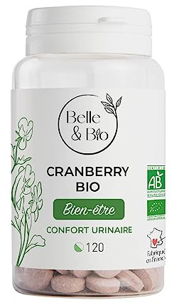 CONFORT FÉMININ & INFECTION URINAIRE - Cranberry Bio certifié Ecocert - Extrait de canneberge - 120 comprimés - Cure 1 à 2 mois - Complément Alimentaire BELLE&BIO - Fabriqué en France