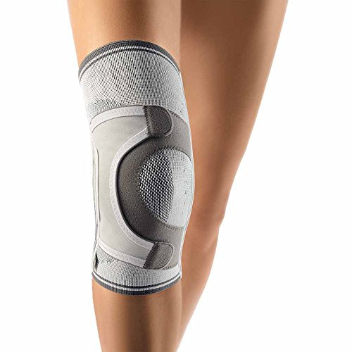 Bort Asymmetric® Kniebandage Knie Gelenk Stütze Bandage Kniegelenkbandage, silber, L, Rechts