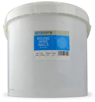 Sitemate Round Wire Nails - 1 1/2 (40mm) - 2.36 Gauge - 20 Kg Tub - Galvanised
