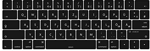 MiNGFi Deutsche QWERTZ 2016-2020 MacBook Tastaturschutz, US/ANSI, Schwarz | Für MacBook Pro 13 A1706/A1989/A2159 (2016-2020), Pro 15 A1707/A1990 (2016-2019), Virtuelle Esc-Taste, Silikon