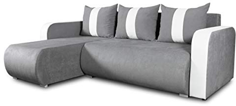 Ecksofa Rino mit Schlaffunktion und Bettkasten - L-Form Couch, Polsterecke, Couchgarnitur, Eckcouch, Ecke, Sofa, Sofagarnitur - Ottomane Universal (Enjoy 23 + Cayenne 1111)