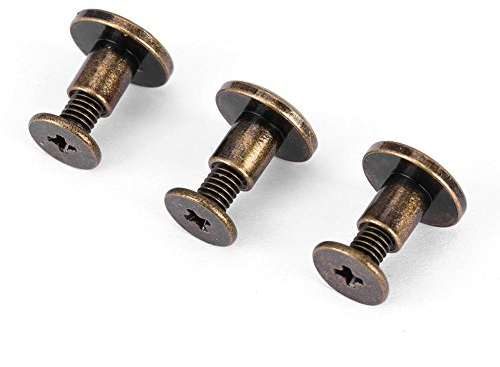 20Pcs Chicago Screws for Leather, Flat Leather Rivets Chicago Binding Screws Posts Assortment Kit for Scrapbook Photo Albums Leather Repair(6.5mm)