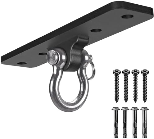 Dolibest Deckenhaken Schaukel 4-Loch Hängematte Befestigung | Hängesessel Hängematte Yoga Turnringe Balkenbefestiung Boxsack Aufhänger,Drehbar,Schraube Dübelanker