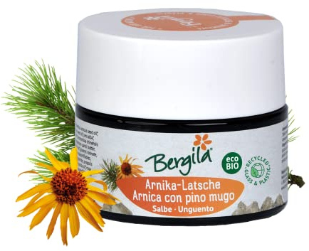 Bergila Unguento con Arnica e Pino Mugo ECObio, 50 ml - 100% naturale di materia prima biologica e controllata - ideale per massagi - qualità controllata e certificata