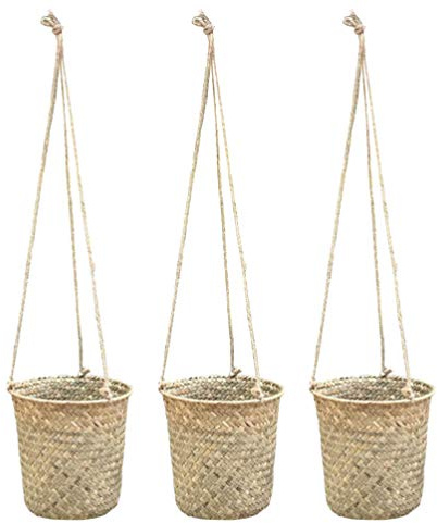 3stücke Handgewebte Aufbewahrungskörbe Aus Seegras Dekorativer Hängender Blumenkorb Für Pflanzen Stilvolle Organizer Für Schreibtisch Und Wanddekoration
