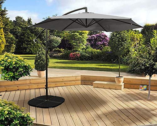 PAGODA 3m Over Hanging Parasol Grey– Big Garden, Patio or Outdoor – Polyester – Steel Ribs – Easy assembling [PAGOH300GR]