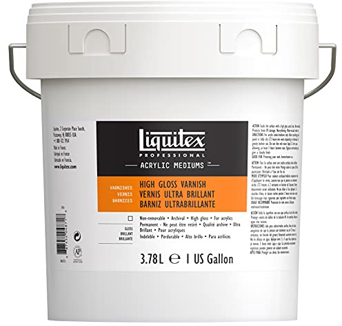 Liquitex 5836 Vernis Ultra Brillant Professionnel pour Peintures Acryliques – Qualité Archive, Ne Jaunit Pas, Sèche Transparent – Seau de 3,78 L, Transparent Brillant