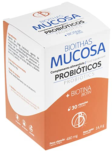 Bioithas MUCOSA Linderung von Mund-, Verdauungs- und Urogenitalmukositis, Nahrungsergänzungsmittel auf Basis von Probiotika und Biotin, zur Pflege von Mucosas, Packung mit 30 Kapseln