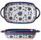 Bicuzat Plat de cuisson en céramique de style vintage avec poignées pour four/cuisine/cuisine Bleu et orange 700 ml