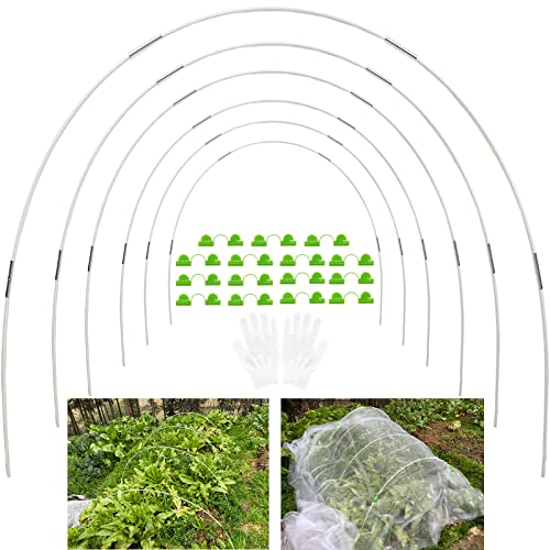 YUNSTK Gewächshausreifen Fiberglas, 30Pcs Gewächshaus Hoops, Folientunnel Bögen für Hochbeet, Rostfrei Durable Frei Biegbar Gartenreifen, Fiberglas-Stützrahmen Pflanzentunnel für Pflanzenabdeckung
