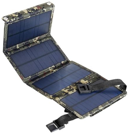 Panel Solar Portatil 5V20W Cargador Solar para Movil Placa Solar Puerto USB Carga Solar con 2 Hebillas Fuente de Alimentación Móvil Plegable Impermeable al Aire Libre（CP）