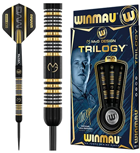 WINMAU Michael Van Gerwyn MvG Trilogy Professionelles Steeltip Tungsten Dart-Set mit Flights und Schäften (Schäfte)