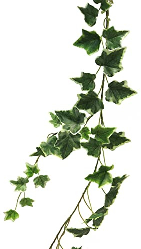 artplants.de Guirnalda de Hiedra Artificial LANSHUO, Verde-Blanco, 180 cm - Guirnalda Decorativa de Plantas