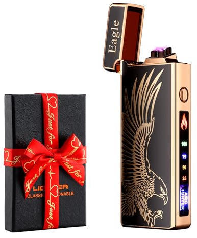 dachance – Briquet électrique personnalisable, résistant au vent, rechargeable par USB, double arc, pour le camping, cadeau de la Saint-Valentin (aigle)
