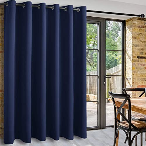 DWCN Blackout Curtains for Bedroom,1 Panel Room Divider Curtain for Bedroom, Living Room, Apartment, Lounge, Navy Blue,100 x 108 inch Width by Length