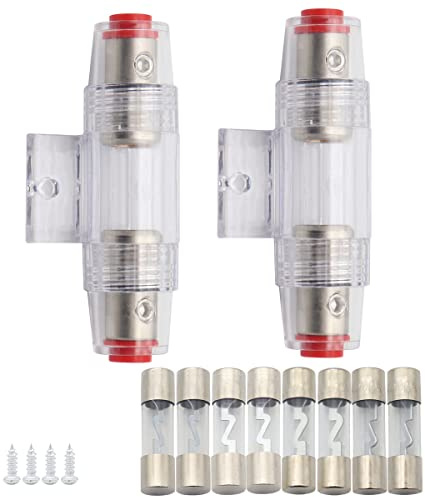 Car Audio AGU Sicherungshalter,Asudaro 2St Auto Stereo Sicherungshalter Block mit8St 30A 60A 80A 100A Sicherungen Sicherungsdose für Auto Verstärker Kabel Reset Subwoofer Leistungsschalter Transparent