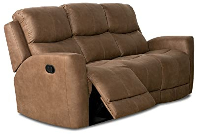 duehome | Sofá 3 Plazas, Sofá Reclinable, Asiento de Descanso, Modelo Ice, Acabado en Tejido Color Chocolate, Medidas: 200 cm (Ancho) x 103 cm (Alto) x 93 cm (Fondo)