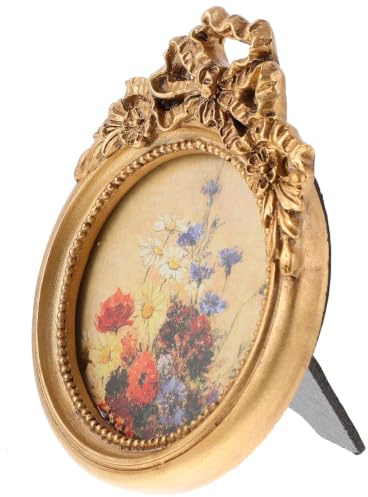 Garneck Vintage Small Photo Frame Miniature Ornate Photo Frame Desktop Picture Display Holder for Home Decor Delicate Picture Decoration for Mini House 11.50 X 9.50 X 1.50 Cm