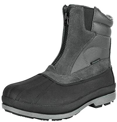 NORTIV 8 Men's Insulated Waterproof Winter Snow Boots Warm Outdoor Boots for Cold Weather,Size 11W,Grey/Black,170410-W