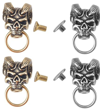 GORGECRAFT 4Stk 2 Farben Messing-Conchos Mit Schraubverschluss Totenkopf-Nieten Lederhandwerk Münz-Concho Totenkopf-Kopf Punk Dekorative Nagelknöpfe Für DIY Denim Jeans Dekoration Geldbörse