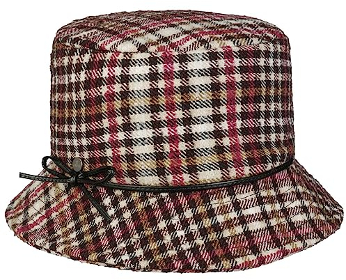 LIERYS Vandomea Bucket Stoffhut Damen Karo-Muster Made in Italy Packable Damenhut Herbst Winter pink One Size
