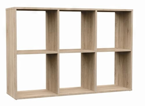 3E 3xE living.com 3xEliving Bücherschrank 2X3, Bücherregal, Würfelregal, Standregal in Sonoma Eiche (B:110cm x H:75cm x T:30cm)