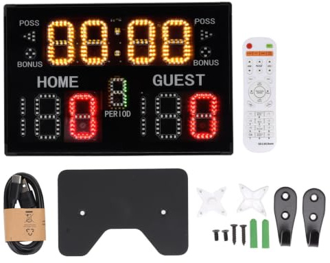 Elektronische Anzeigetafel für Sporttraining mit 11-stelligem LED-Display, Multifunktional für Basketball Volleyball Ringen, Indoor Tischanzeigetafel mit Countdown und Punkteanzeige