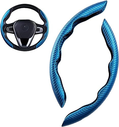 2 Stück Auto Lenkradbezug für Mercedes Benz W203 Clase C Kompressor 2001-2006,Kohlefaser Segmentierter Lenkrad Wrap Auto Innenraum Accessoires,C-Blue