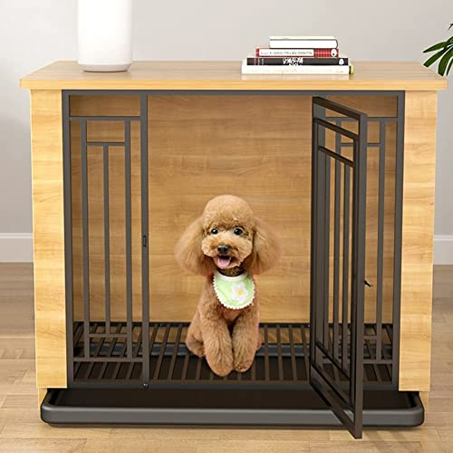 QIANMEI hundehütte Outdoor, Robuster Haustierkäfig for Den Innenbereich, Modernes Hundehaus Mit Schiebetablett, Möbel-Haustierkäfig, Beistelltisch, Welpenspielgehege for Den Innenbereich (Color : A)