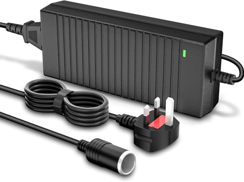 AUCARAUTO 110-240V to 12V Cigarette Lighter Socket, 10A/120W/2.65M Mains to 12V Plug Adapter AC/DC Car Power Supply Adapter, AC to DC Converter Transformer for Car Powered Device (C10)