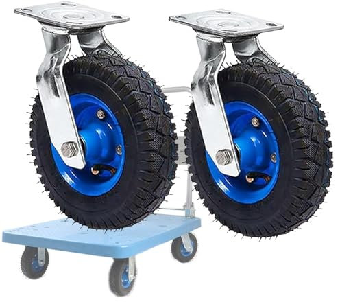 WORDFUN Luftreifen Gummi Rollen, Reifen Ersatz für Schubkarre, Lenkrolle Bockrolle, 2 Stück, mit Bremse Schwerlastrollen, 150mm 200mm 250mm, Möbel Transportrollen, Keine Spuren Leise