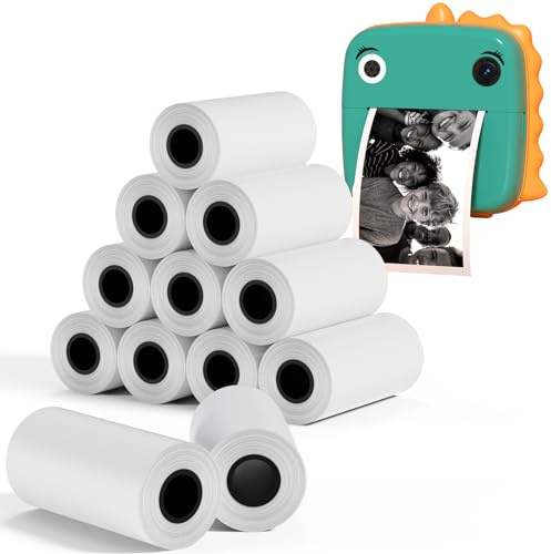 Tapsin 12 Rolls Kids Camera Print Paper Zero Ink Refill | for Kids Instant Camera 2.2 Inch BPA Free Photo Paper Thermal Printing Refills Compatible with Most Kid Instant Print Camera