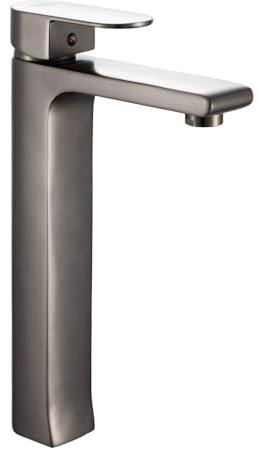 INEX EUROPA Robinet de lavabo noir titane 99002i XL avec hauteur XL 10 ans d'économie d'eau avec haute pression réglable.