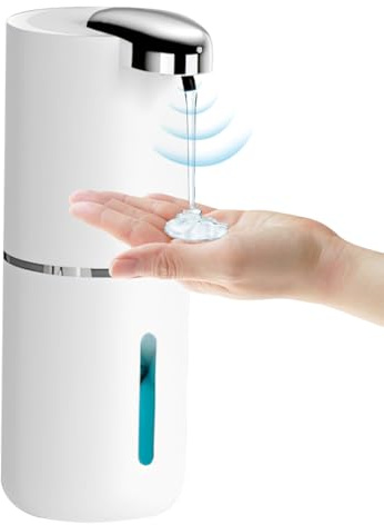 Zjyufy Dispenser automatico di sapone, 380 ml, ricaricabile, senza contatto, dispenser di sapone gel da parete con 4 livelli regolabili, dispenser di sapone liquido per cucina, hotel, bagno, ufficio