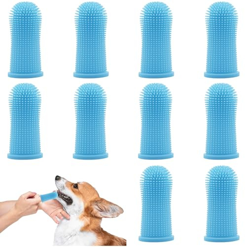 10 Pcs Dog Toothbrushes,Dog Teeth Cleaning Products,360º Dog Finger Toothbrush,Dog Dental Scaler,Easily Clean Dog Teeth,Suitable for Use with Dog Toothpaste(Blue)